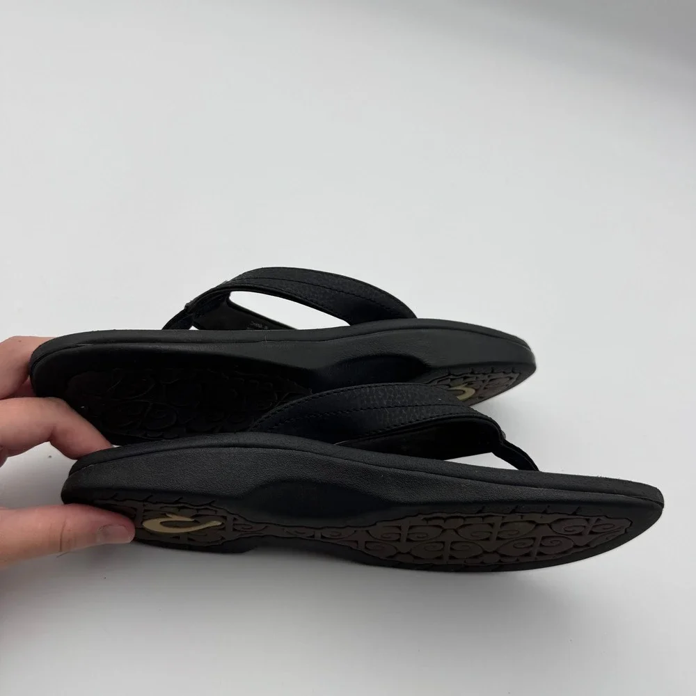 OluKai Ohana Women Black Flip Flop Sandals Water Resistant 20110-4040 Size 8